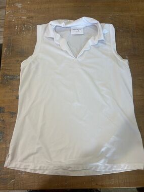 Walter Hagen White Polo scalloped Collar Athletic Top